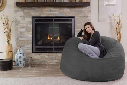 Miniatura 5 de Silla Chill Sack Bean Bag: muebles de espuma de memoria gigante y una tumbona grande. Gran sofá con gran cubierta de gamuza suave resistente al