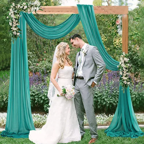 Miniatura 12 de FUHSY Cortinas moradas para arco de boda, 6 yardas, 2 paneles de tela de gasa, cortinas de techo para bodas, cortinas moradas para telón de fondo