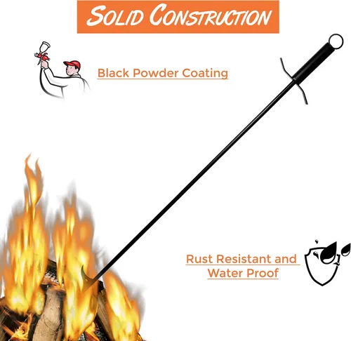 Miniatura 3 de SIMOND STORE Poker para hogueras de 36 pulgadas, resistente con recubrimiento en polvo resistente a la corrosión, póquer para chimenea