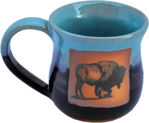 Miniatura 7 de ALWAYS AZUL POTTERY Taza de búfalo en esmalte Azulscape – Taza de café de cerámica hecha a mano – Elegante y único vaso artístico hecho a mano