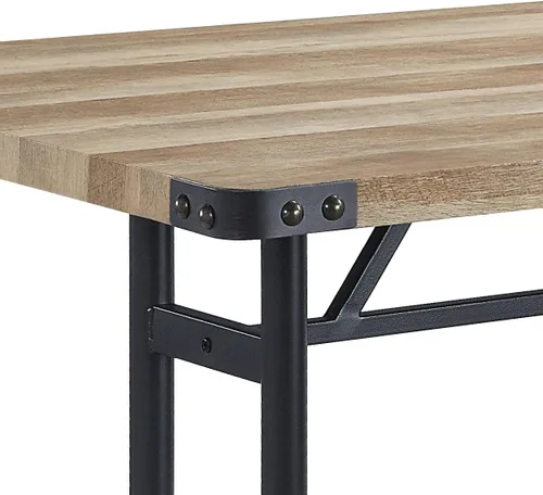Miniatura 5 de Mesa de comedor negra de roble y arena con patas de metal