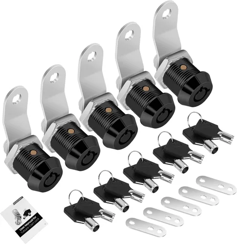 Miniatura 33 de Paquete de 2 cerraduras de caja de herramientas con llaves, cerradura de leva para gabinete de 5/8 pulgadas con llave maestra, cerradura de repuesto