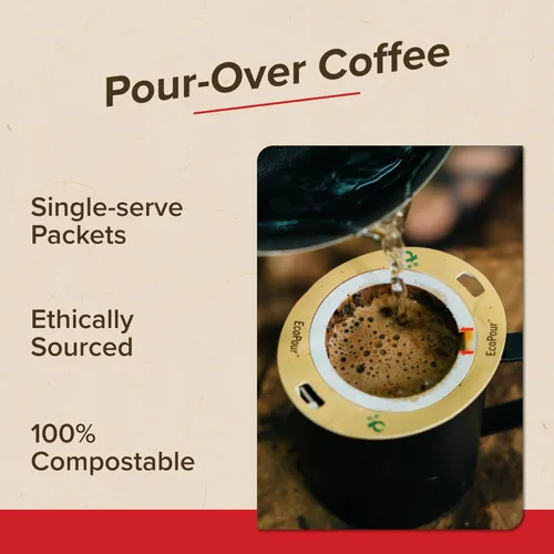 Miniatura 6 de Coulée EcoPour Coffee - Paquete variado de café para verter una sola porción, uso para acampar o viajar, compostable prellenado, todos los filtros