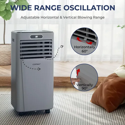 Miniatura 7 de COSTWAY - Aire acondicionado portátil, enfriador de aire de 10000 BTU con modo de secado/ventilador/reposo, 2 velocidades, función de temporizador