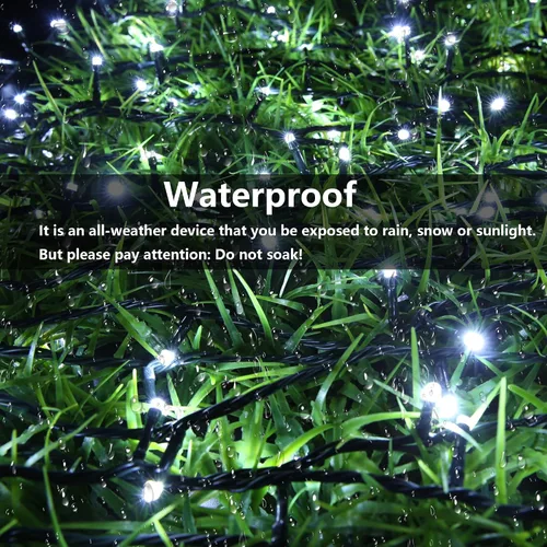 Miniatura 2 de Joomer Luces solares de Navidad para exteriores, paquete de 2 unidades en total de 144 pies, 400 LED, 8 modos, impermeables, luces solares de Blanco
