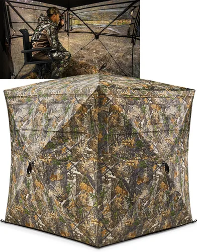 TIDEWE Hunting Blind 270°See Through with Carrying Bag for Turkey Hunting, Pop Up Ground Blinds, Portable Resilient Hunting Tent