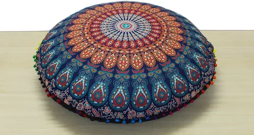 Miniatura 28 de CRAFT KALA Funda de Cojín Grande de Suelo Hippie Mandala Funda de Cojín de Meditación Funda de Puf Redondo Funda de Cojín Bohemia para el Suelo