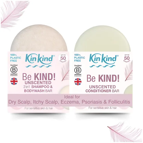 Miniatura 17 de KinKind NOURISH me! Set de barra de champú y acondicionador Barras de champú y acondicionador de aceite de argán y aceite de coco para hidratación