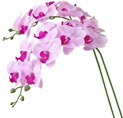 Miniatura 15 de Htmeing Flores artificiales de Phalaenopsis de 38 pulgadas, ramas de tacto real (no seda), flores de orquídeas para decoración de hogar, oficina