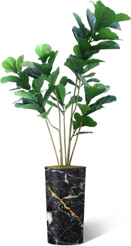 Miniatura 2 de Árbol artificial en macetero con efecto de granito moderno, palmera tropical areca artificial de seda para decoración del hogar en interiores