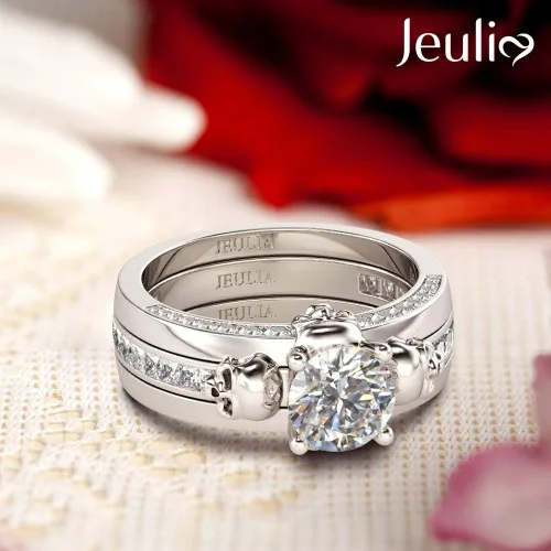 Miniatura 8 de Jeulia Juego de anillos de boda intercambiables de 2.5 quilates para mujer, anillos de plata de ley 925, anillos de compromiso de circonita cúbica