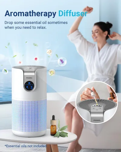 Miniatura 3 de Purificadores de aire para el hogar, habitación grande de hasta 1500 pies cuadrados con aromaterapia, purificador de aire MOOKA HEPA