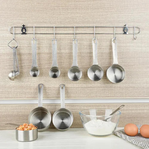 Miniatura 8 de Juego de tazas y cucharas medidoras, juego de tazas y cucharas medidoras de acero inoxidable 18/8 con nivelador para cocina y hornear, herramientas