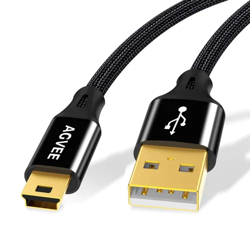 Miniatura 10 de AGVEE Paquete de 2 cables mini USB de 10 pies, cable de carga trenzado duradero USB-A a Mini-B para TI-84, Garmin GPS, Go-Pro Hero 4 3 2 HD