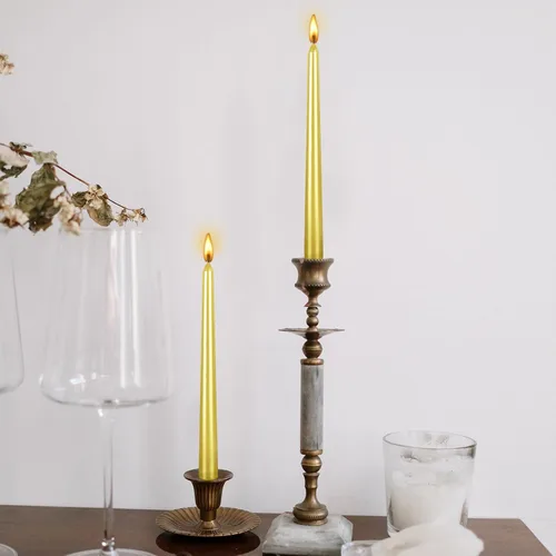 Miniatura 4 de Kemladio - Juego de 8 velas cónicas doradas de 10 pulgadas, queman sin aroma, con una duración de 7.5 horas, velas elegantes para la cena, velas