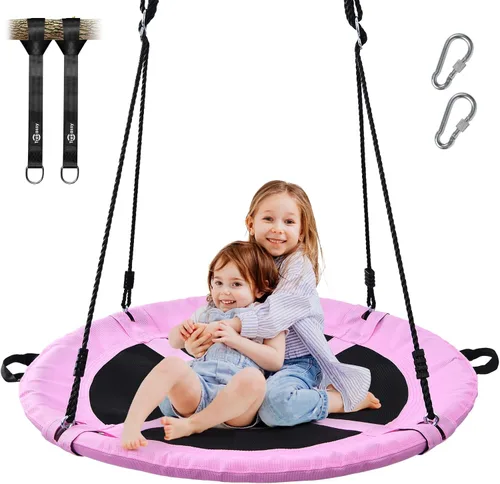 Trekassy Columpio de árbol de platillo de 700 libras de 40 pulgadas para niños y adultos, textileno al aire libre con 2 correas para colgar en el
