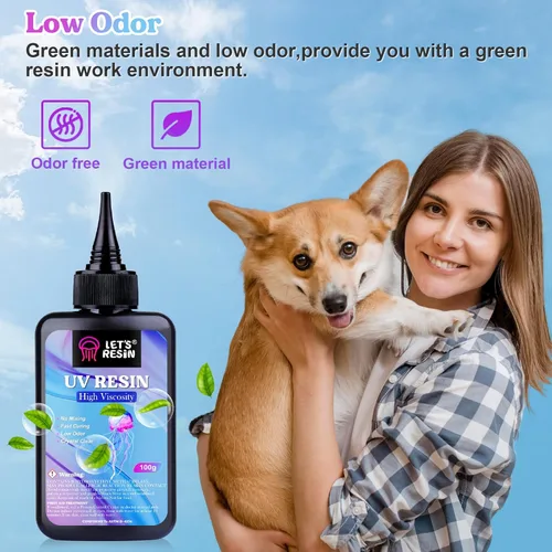 Miniatura 3 de LET'S RESIN Resina UV, Kit de Resina UV de Alta Viscosidad Transparente y Gruesa de 200g, Resina Epóxica Ultravioleta de Curado Rápido y Baja
