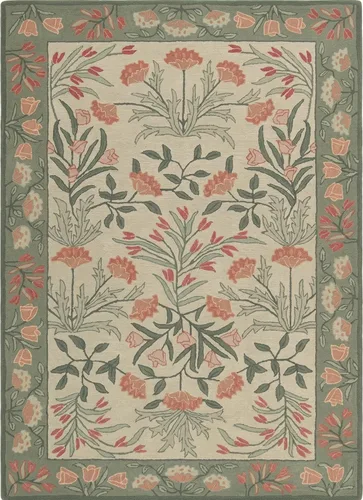 Miniatura 8 de Restoration and Renovation Handmade Floral Adeline Beige/Blue Tulips Traditional Crafted Wool Area Rug for Living Room Bedroom and Kitchen