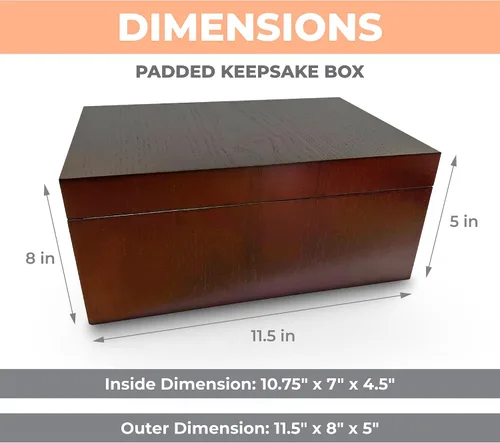 Miniatura 2 de Blake & Lake Caja grande de madera de roble para recuerdos, caja de almacenamiento forrada con cuadros de búfalo, cajas decorativas para el hogar