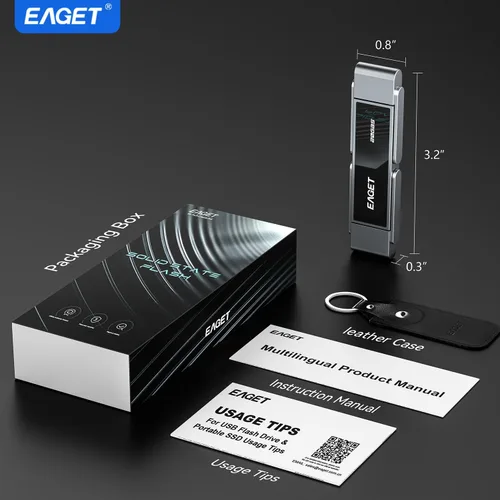Miniatura 7 de EAGET 512GB High-Speed Dual USB Flash Drive, Up to 2100 MB/s, Portable SSD with USB 3.2 + USB-C, Metal Frame & Transparent Window Design, External