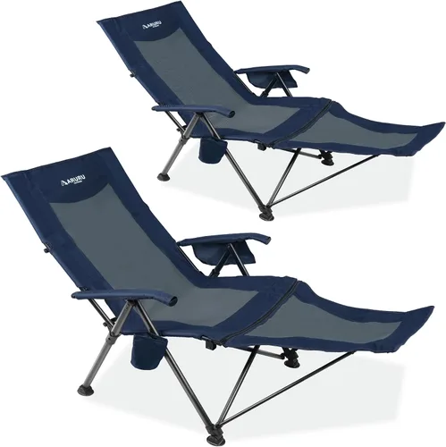 Miniatura 14 de Silla de camping reclinable para adultos, resistente, sillas reclinables plegables con respaldo alto ajustable de 6 posiciones, sillas de patio