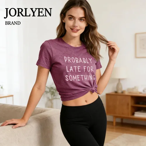 Miniatura 3 de Camiseta para mujer, con texto en inglés "Probably Late for Something", con texto en inglés "Probably Late for Something