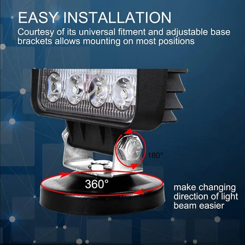 Miniatura 2 de RIGIDON Luz de trabajo LED de 4 pulgadas y 48 W con base magnética, luz cuadrada impermeable, 12 V, 24 V, iluminación todoterreno, luces antiniebla