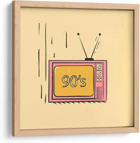 Miniatura 8 de Canvas Lab The 90's on TV by Vision Grasp Art 11 x 11 in Fine Art Framed Print, Frame Color: Black, With Mat History, Illustrations, Pop
