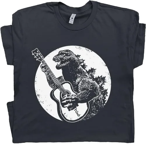 Camiseta de guitarra de dinosaurio divertida camiseta jugando acústica elecrtic Cool Tee jugador vintage 80s banda rock Bass gráfico