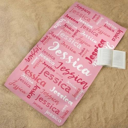 Miniatura 3 de MyPupSocks Toalla de playa personalizada de verano, color rosa, extra grande, iniciales, nombre, de gran tamaño, suave, de secado rápido
