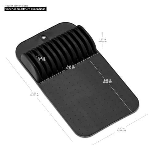 Miniatura 4 de Madesmart Tapete Premium Antimicrobiano Clásico Grande para Cuchillos con Agarre Suave, Cajón Antideslizante, Organización del Hogar de Larga Carbon