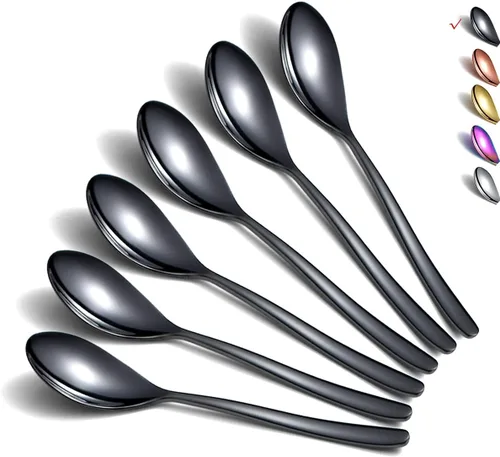 Miniatura 12 de Cucharitas de 6 cucharas de cubiertos de acero inoxidable, cucharas pequeñas de acero inoxidable, cucharas de té para el hogar, cocina