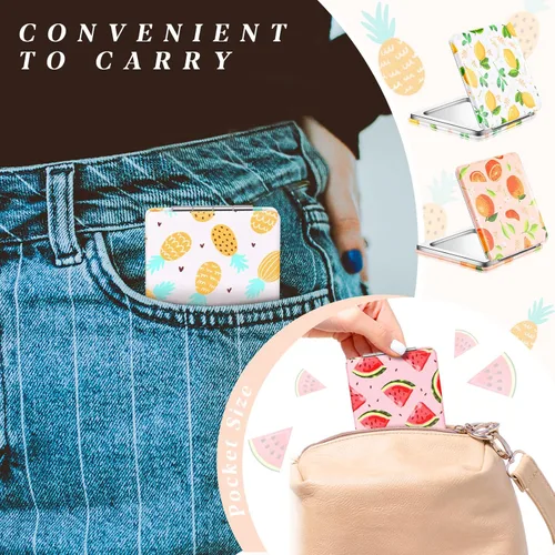 Miniatura 3 de Vicenpal Espejos Compactos Pequeños de Bolsillo con Diseño de Frutas, Mini Espejos Magnificantes Portátiles de Maquillaje, Espejo de Doble Cara