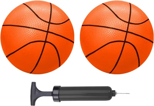Miniatura 8 de ABAJI Mini pelotas de baloncesto azules, paquete de 2, juego de 12.7 cm con bomba y aguja, material duradero para mini aro, para niños de 3 años