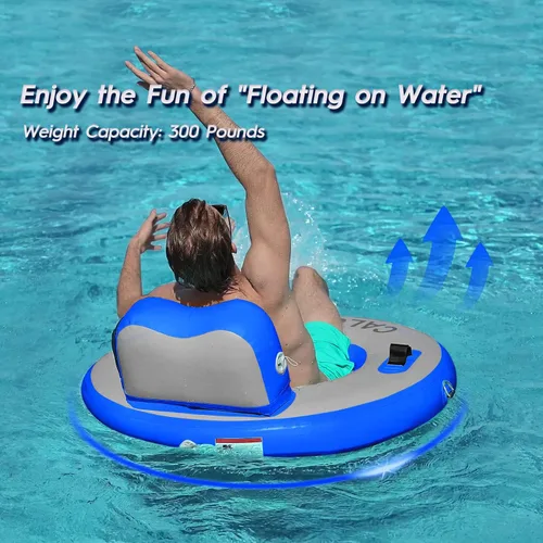 Miniatura 7 de CALOBANA Anillo Flotante Redondo Inflable Hamaca de Agua Flotadores de Río de Alta Resistencia Flotadores de Lago para Adultos Plataforma de Isla