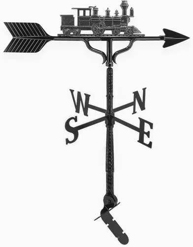Miniatura 9 de Montague Metal Products Veleta de 32 pulgadas con adorno de tren negro satinado