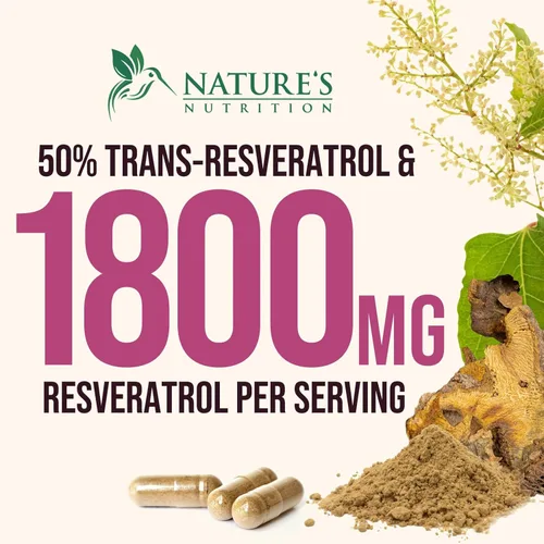 Miniatura 5 de Suplemento de resveratrol – 1800 mg por porción mezcla de resveratrol extra fuerte – Mezcla antioxidante para un envejecimiento saludable, salud