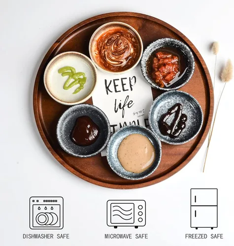 Miniatura 4 de Juego de platos de salsa de soja de cerámica, juego de cuencos para sumergir de 6 piezas, cuencos para chips y salsa, estilo japonés de 3 oz, plato