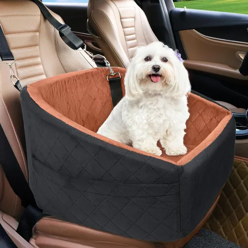Miniatura 12 de NEEZUKAR Asiento de automóvil para perros pequeños, asiento elevador desmontable y lavable para perros de menos de 30 libras, asiento de automóvil