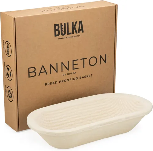 Bulka Cesta Grande Ovalada de 1kg Waffle Banneton para Fermentación de Pan de Pulpa de Madera Prensada, Cesta de Fermentación de Masa Madre –