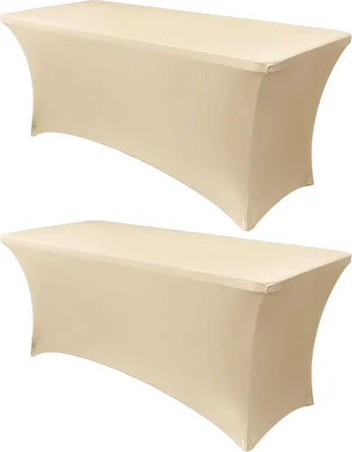 Miniatura 9 de Obstal Funda de mesa de elastano elástica de 4 pies para mesas plegables estándar, paquete de 2 manteles rectangulares universales ajustables
