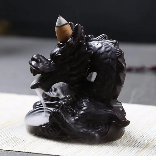Miniatura 3 de OTOFY Soporte de incienso de cerámica hecho a mano, quemador de incienso de reflujo, estatuilla, soporte para cono de incienso, decoración