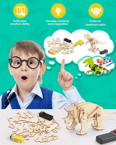 Miniatura 2 de Poraxy Juguetes de dinosaurio, kits STEM 4 en 1 para niños de 8 a 10 años, juguetes para edades de 8 a 13 años, proyectos de construcción de ciencia
