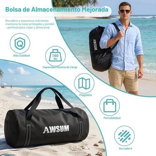 Miniatura 7 de AWSUM Muelle Flotante Inflable Plataforma de Aire Muelle Flotante Isla Balsa con Superficie Antideslizante para Piscina, Playa, Océano Verde