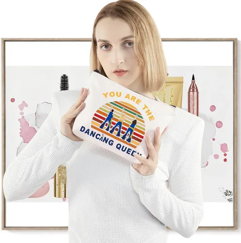 Miniatura 4 de LEVLO Bolsa de maquillaje de comedia musical Mamma Fans Gift You Are The Dancing Queen Bolsa de maquillaje con cremallera, Reina bailando, Bolsa