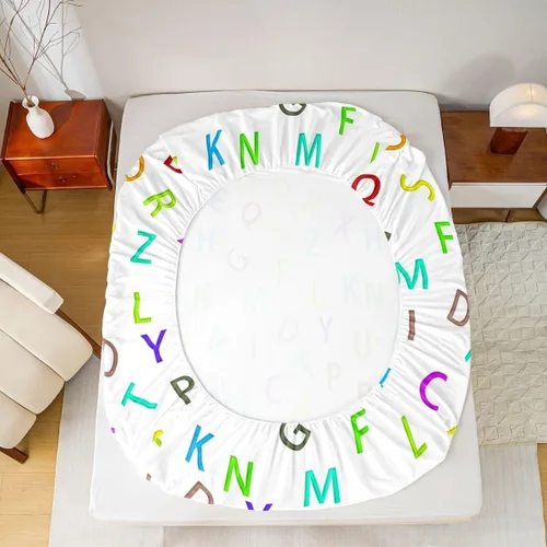 Miniatura 7 de Feelyou Juego de ropa de cama con alfabeto 3D, juego de sábanas coloridas del alfabeto inglés para niños y adultos, sábanas de dibujos animados