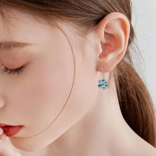 Miniatura 6 de Aretes colgantes de plata de ley con diseño de pata de perro, diseño de pata de cachorro, para mujeres y niñas