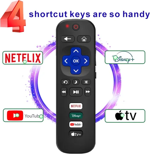 Miniatura 5 de Repuesto para control remoto Roku TV, (paquete de 2), con botón Netflix, Disney, YouTube y Apple TV, 1 año de garantía