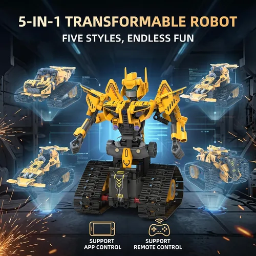 Miniatura 2 de Kit de construcción de robot para niños de 8 a 12 años, juguetes de construcción STEM 5 en 1 con control remoto y aplicación, más de 373 piezas