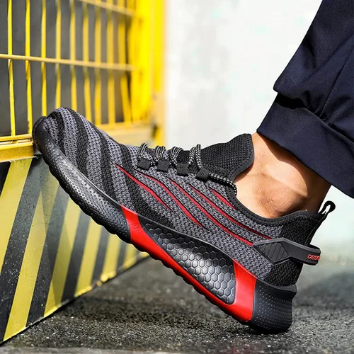 Miniatura 8 de Zapatos de trabajo de seguridad ligeros con cordones antideslizantes para mujer, con puntera de acero, zapatos de tenis industriales
